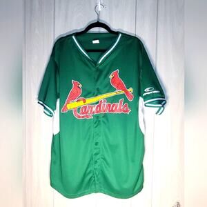 St Louis Cardinals Green Baseball Jersey Cooper Tires Sleeve Size XL